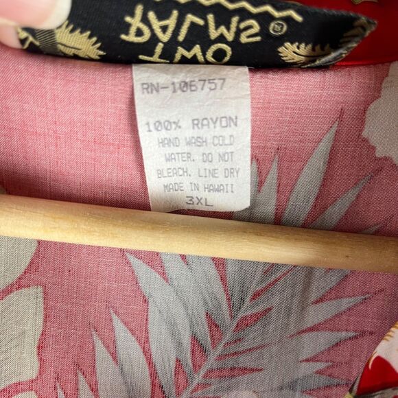 Vintage Two Palms Hawaiian Shirt Women's Size 3XL Button Up Tropical Red - Picture 4 of 5